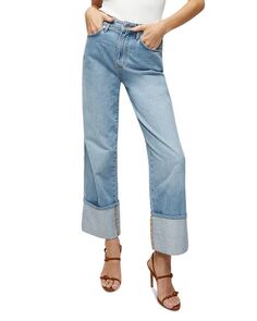 Прямые джинсы до щиколотки Dylan с высокой посадкой серебристо-синего цвета Veronica Beard, цвет Blue