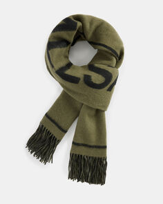 Шерстяной шарф с логотипом Underground Needle Punch AllSaints, рожь зеленый/черный