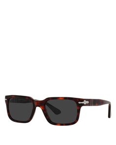 Поляризованные солнцезащитные очки прямоугольной формы, 53 мм Persol, цвет Brown