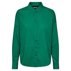 Рубашка с длинным рукавом Pieces Tanne Loose Fit, зеленый