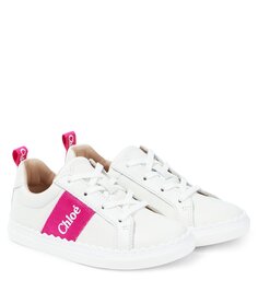 Кожаные кроссовки с логотипом Chloé, белый Chloe