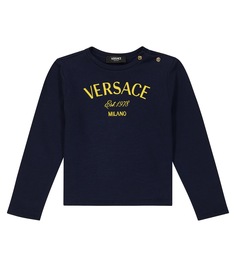 Толстовка из хлопкового джерси с логотипом Versace, синий