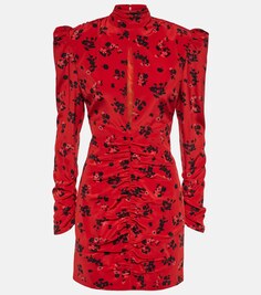 Шелковое мини-платье с цветочным принтом Alessandra Rich, красный
