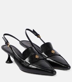 Кожаные туфли с пяткой на пятке Tory Burch, черный