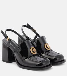 Туфли-лодочки alia из лакированной кожи с пяткой на пятке Versace, черный