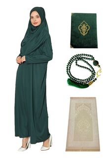 Молитвенный комплект Платье Молитвенный коврик Жемчужный Тасбих Ясин medipek, зеленый