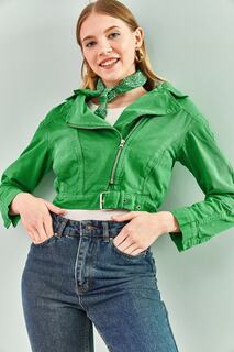 Женская габардиновая куртка на молнии 2195 Bianco Lucci, зеленый