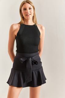 Женская мини-юбка с завязками и шорты Bianco Lucci, черный