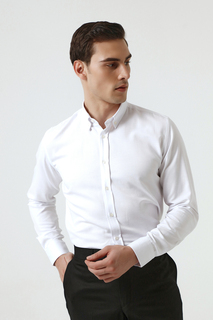 Белая рубашка добби приталенного кроя D&apos;S Damat, белый