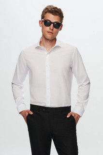 Белая рубашка узкого кроя с итальянским воротником D&apos;S Damat, белый