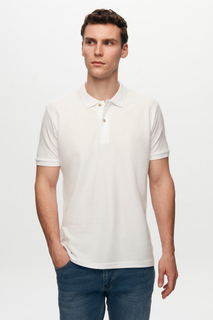 Белая футболка стандартного кроя из 100% хлопка с текстурой пике и воротником-поло с вышивкой D&apos;S Damat, белый