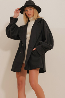 Пальто - Черный - Базовый Trend Alaçatı Stili, черный