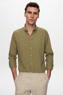 Зеленая льняная рубашка приталенного кроя D&apos;S Damat, зеленый