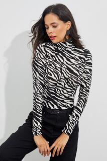 Женская черно-белая рыбацкая блузка с рисунком зебры EY1524 Cool &amp; Sexy, черный
