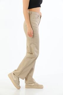 Женские бежевые гибкие широкие брюки палаццо из лайкры с высокой талией Bike Life, бежевый