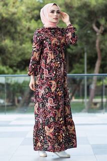 Платье-хиджаб с узором шали - черный InStyle, разноцветный