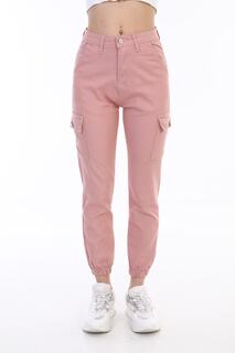 Женские брюки из габардина с карманами-карго и пудрой Bike Life, розовый
