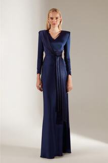 Вечернее платье Sax с V-образным вырезом и шалью BETTY &amp; SAM, темно-синий