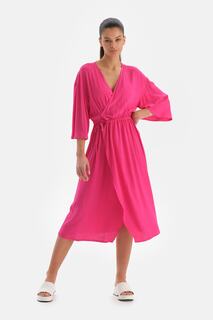 Двубортное платье фуксии Dagi, розовый