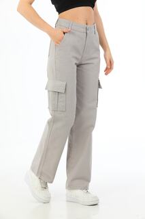 Женские серые широкие брюки-карго с высокой талией Bike Life, серый