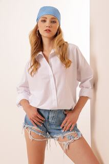 Женская базовая рубашка оверсайз P21s110-5260 Pattaya, белый