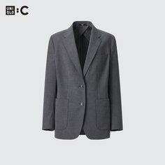 Свободный пиджак строгого кроя (установка) UNIQLO, серый