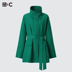 Пальто оверсайз с воротником-стойкой UNIQLO, зеленый