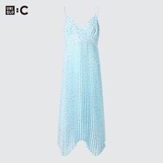 Плиссированное платье-бретелька UNIQLO, синий