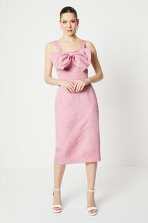 Жаккардовое платье-карандаш с объемным бантом Coast, розовый