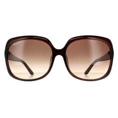 Прямоугольные коричневые коричневые солнцезащитные очки с градиентом Salvatore Ferragamo, коричневый
