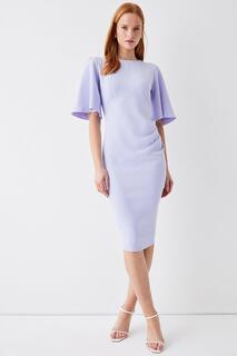 Платье из крепа с расклешенными рукавами Coast, фиолетовый
