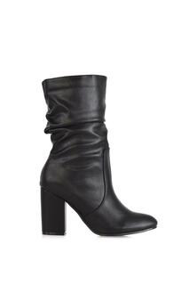 Ботинки &apos;Belle&apos; со сборками на высоком блочном каблуке до середины икры XY London, черный