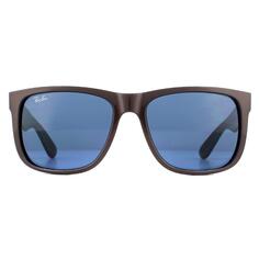 Прямоугольные коричневые металлики на черных темно-синих солнцезащитных очках Ray-Ban, коричневый