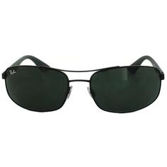 Прямоугольные матовые черные серые зеленые солнцезащитные очки Ray-Ban, черный