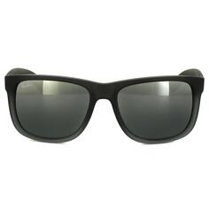 Прямоугольные резиновые серые серые прозрачные серые серебряные зеркальные солнцезащитные очки с градиентом Ray-Ban, серый