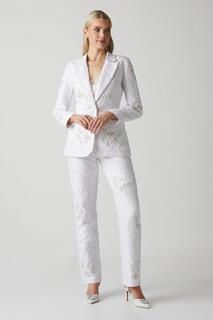 Жаккардовые брюки премиум-класса с украшением Coast, белый