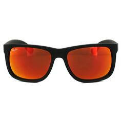Прямоугольные резиновые черные и красные зеркальные солнцезащитные очки Ray-Ban, черный
