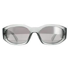 Прямоугольные прозрачные серые светло-серые серебристые зеркальные солнцезащитные очки VE4361 Versace, серый