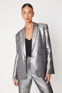 Жаккардовый однобортный пиджак Sparkle Coast, серебро