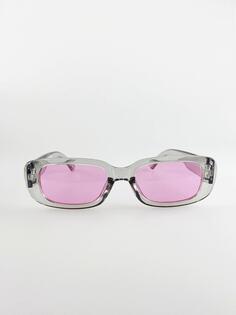 Прямоугольные солнцезащитные очки в стиле ретро с розовыми линзами и светло-серой оправой SVNX, мультиколор