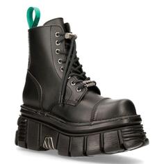 Ботинки New Rock из веганской кожи на армейской платформе — TANKMILI083-VS2, черный