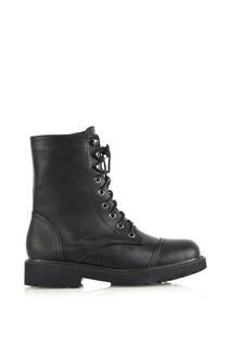 Ботинки &apos;River&apos; на плоской подошве с молнией и шнуровкой в ​​стиле милитари XY London, черный