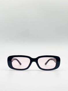 Прямоугольные солнцезащитные очки в стиле ретро с прозрачными линзами в пластиковой оправе SVNX, черный