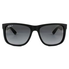 Прямоугольные черные резиновые серые поляризованные солнцезащитные очки Justin 4165 с градиентом Ray-Ban, черный