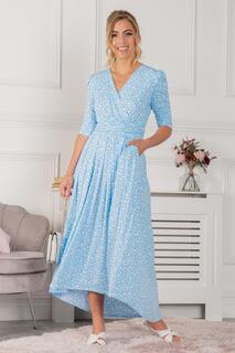 Платье макси Elenora со сборками на рукавах Jolie Moi, синий