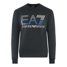 Черный свитшот с большим логотипом бренда EA7, черный
