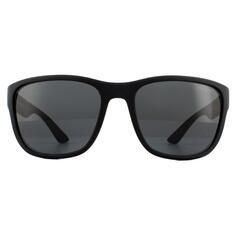 Прямоугольные черные резиновые серые солнцезащитные очки Prada Sport, черный