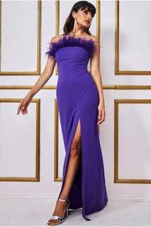 Платье макси Feather Boobtube Goddiva, фиолетовый