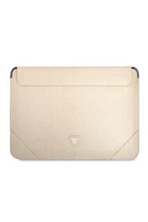 Чехол для ноутбука 16 дюймов, полиуретан, сафьяно, треугольный металлический логотип Guess, бежевый