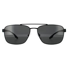Прямоугольные черные серые солнцезащитные очки Prada Sport, черный